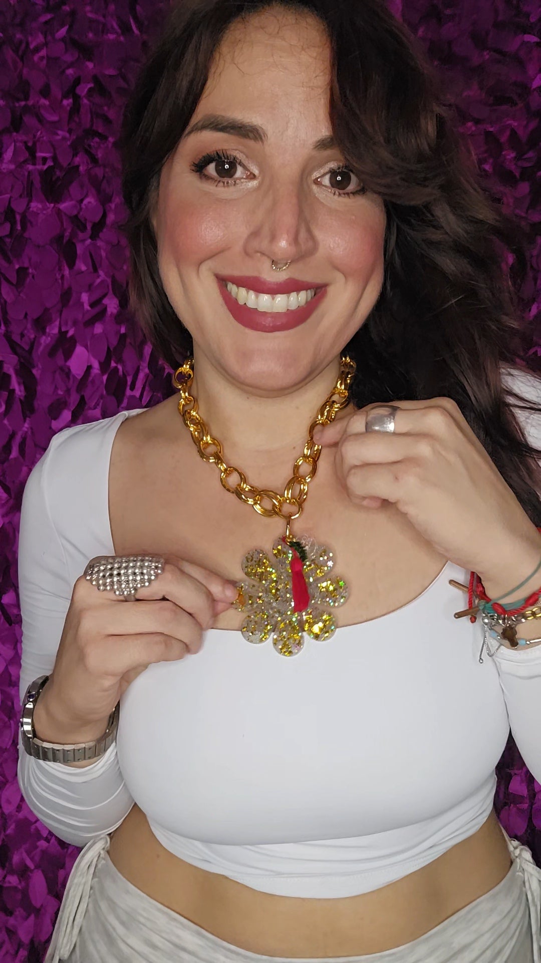 Big Flower Choker Bi color Necklace