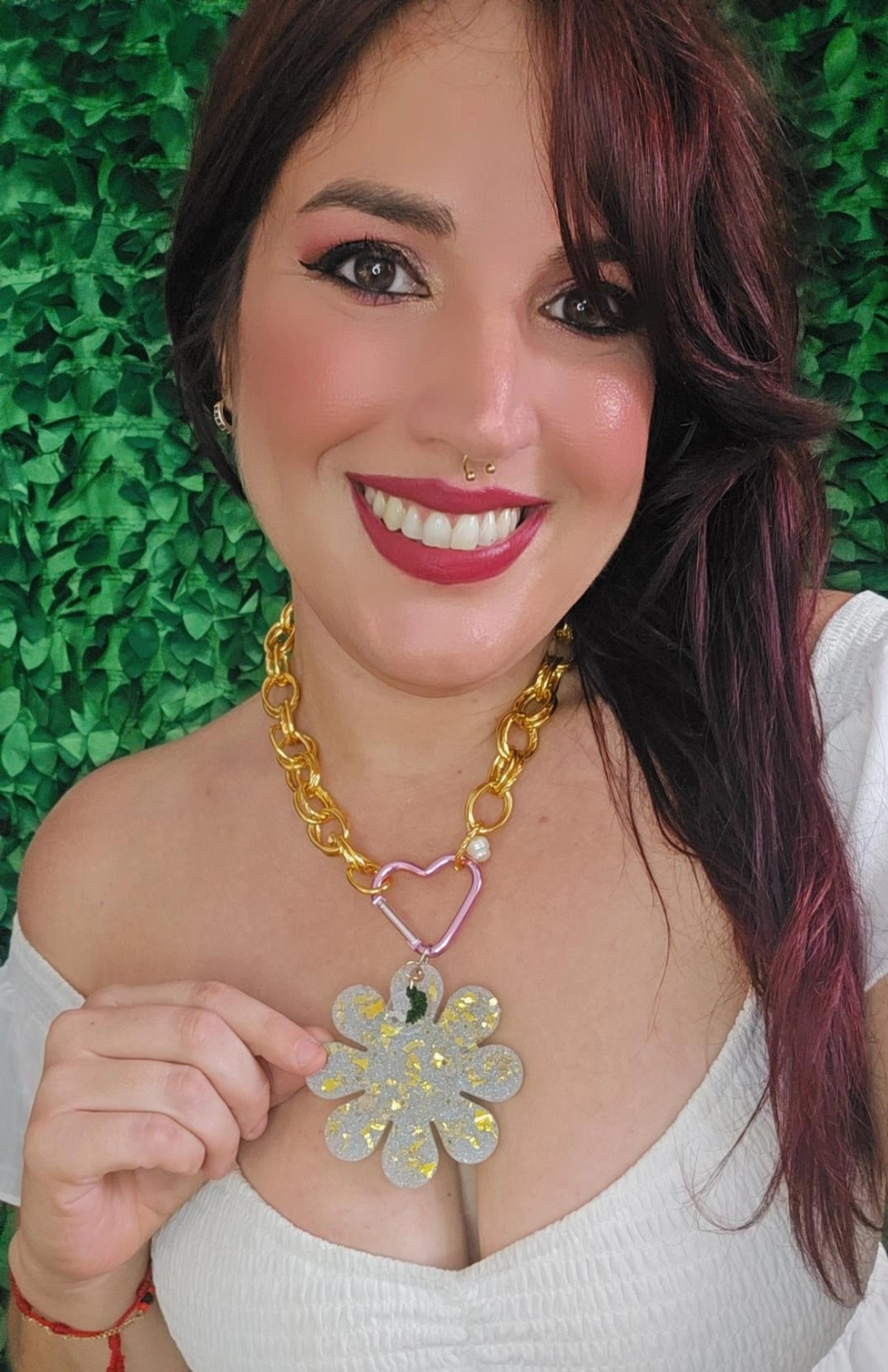 Bi Color Flower Chain Bracelet