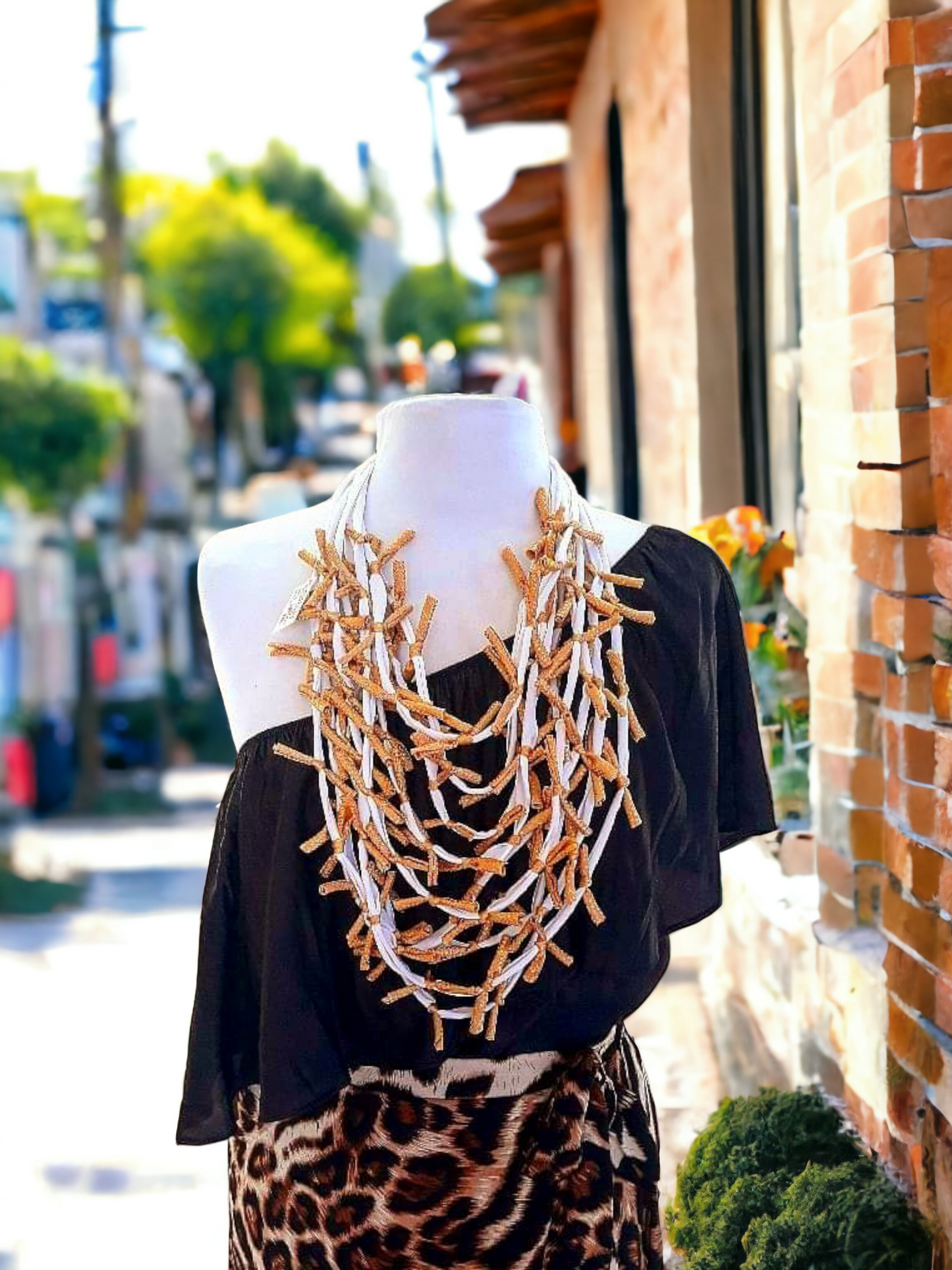 Gold and White Necklace