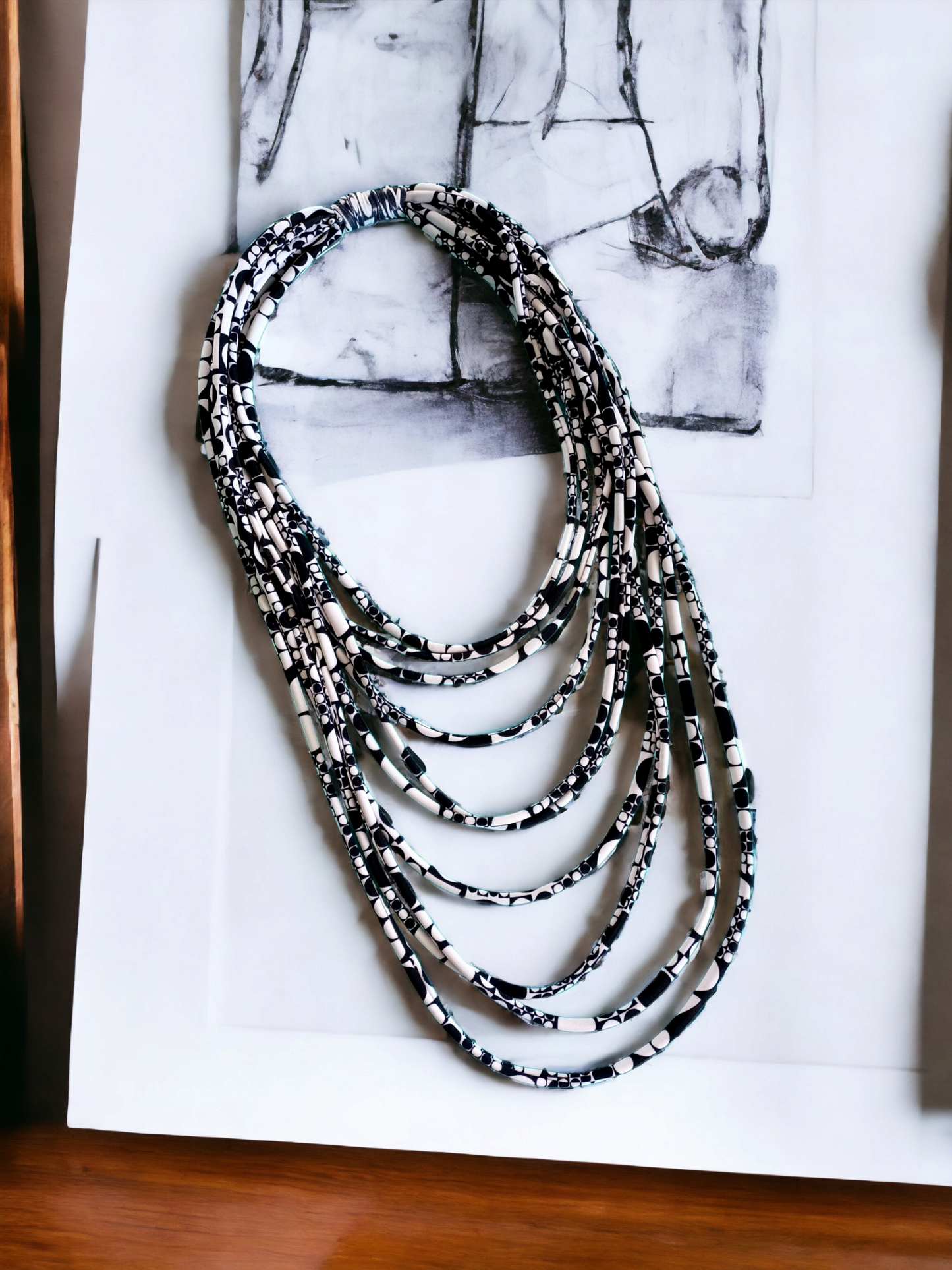 Black and white Layers Necklace