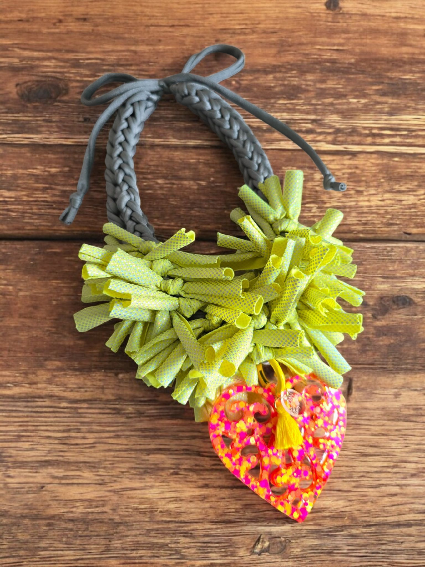 Gray and lime necklace