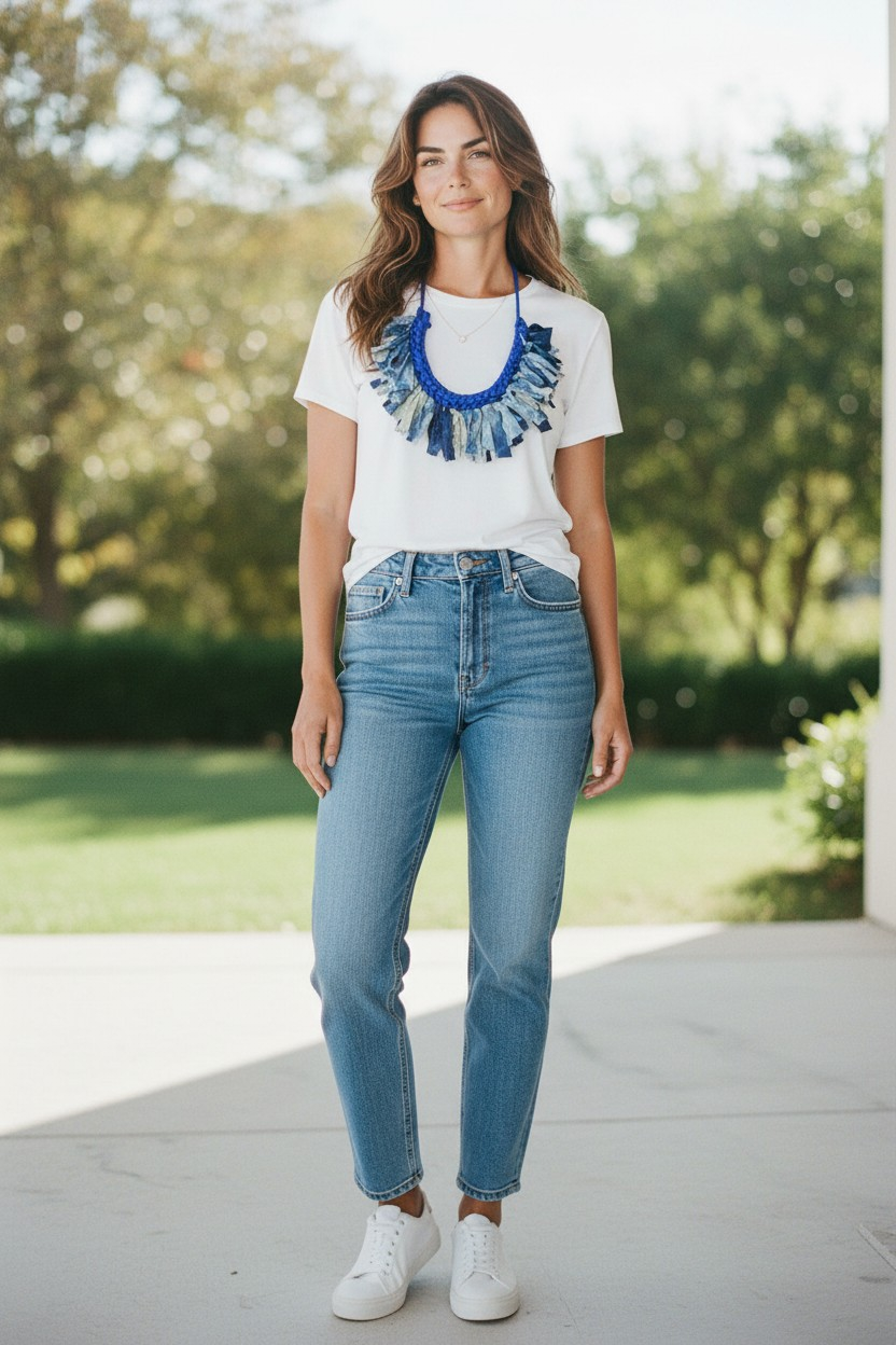Royal Blue Tie Dye Necklace