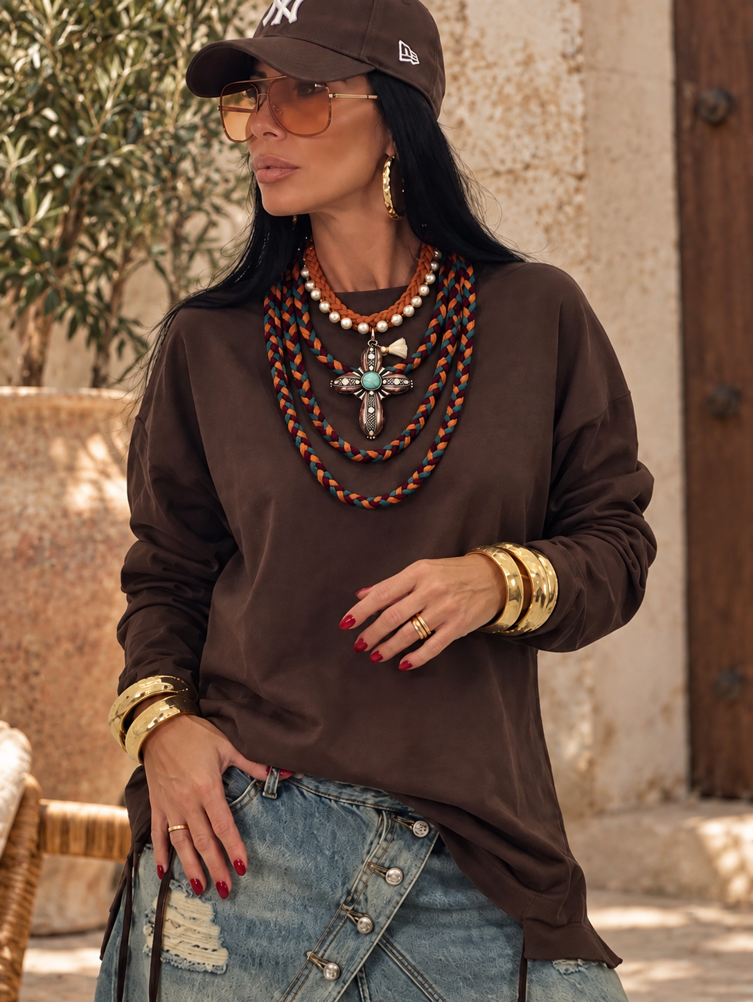 Fall Pearls Cross Necklace