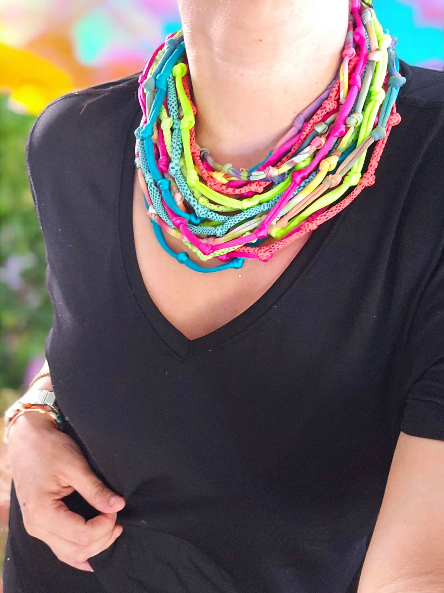 Rainbow knots 3 ways Necklace