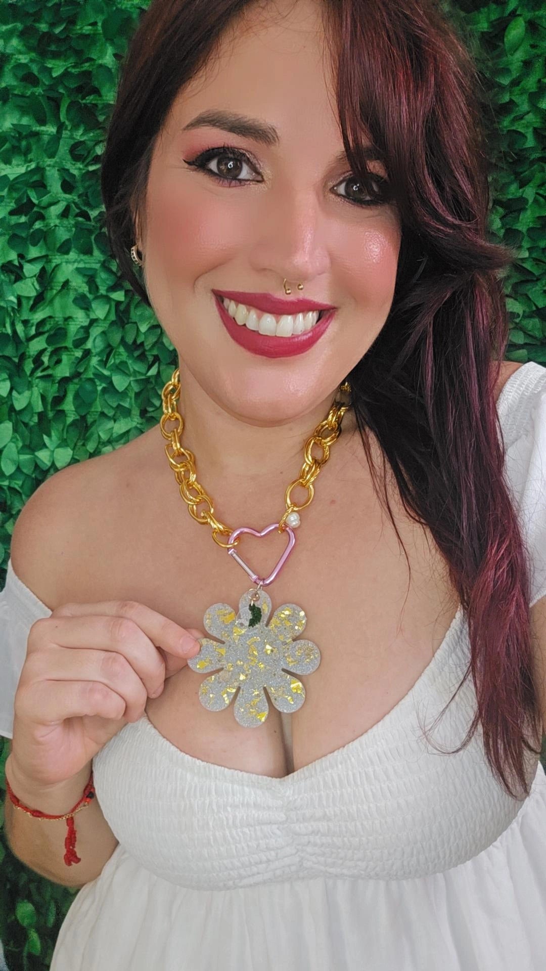 Bi Color flower Chain Necklace