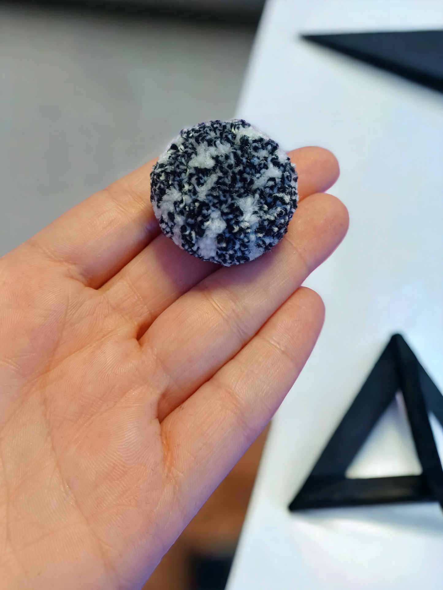 Black and White Pompom ring