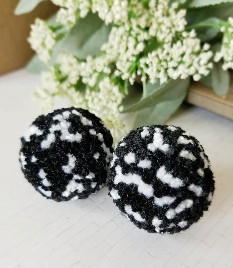 Black Heaven Pompom Earrings