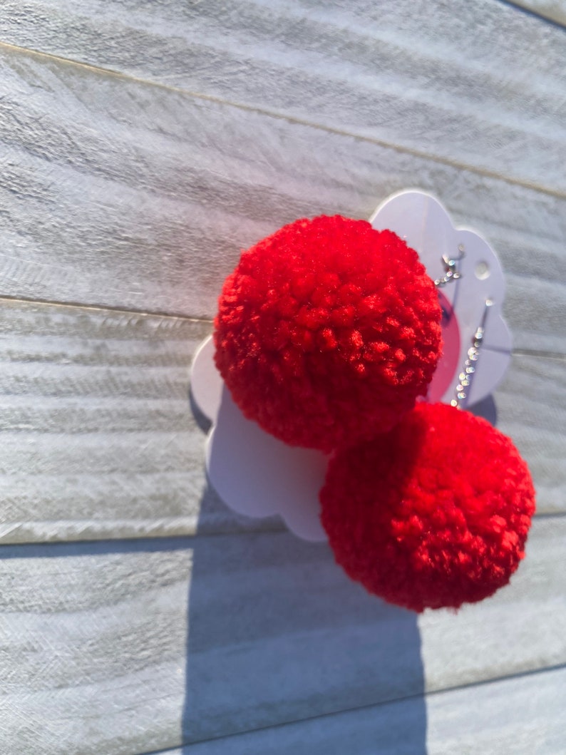 Red Pompom Earrings