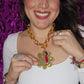 Big Flower Choker Bi color Necklace
