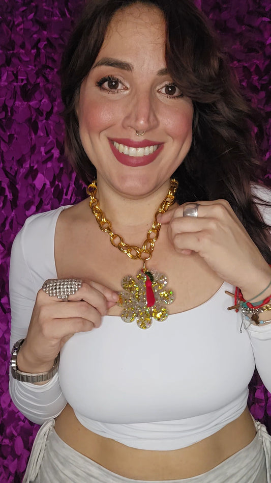 Big Flower Choker Bi color Necklace