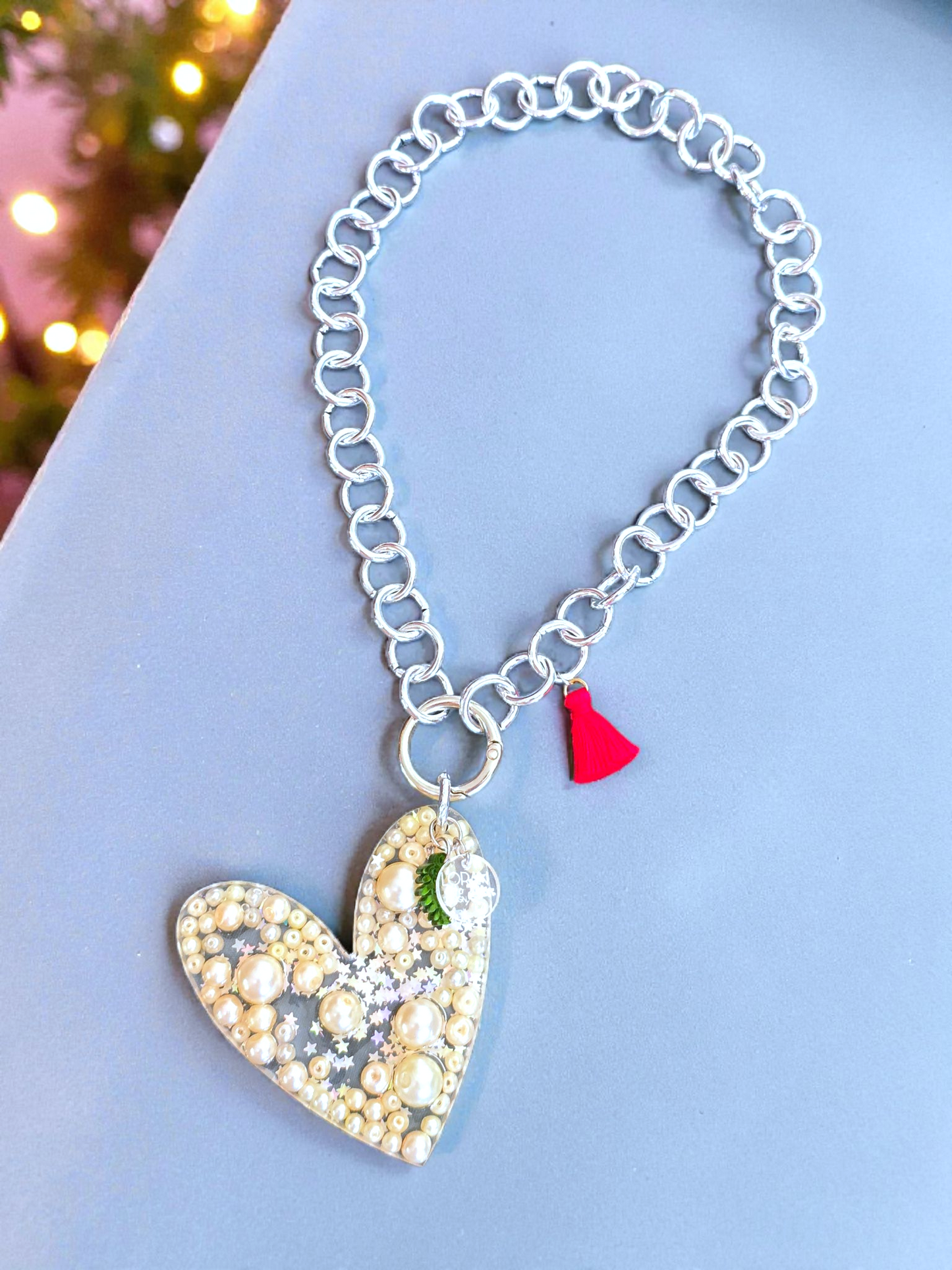 Silver and Pearls Heart Necklace