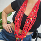 Colorful Beads 3 ways red Necklace