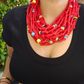 Colorful Beads 3 ways red Necklace