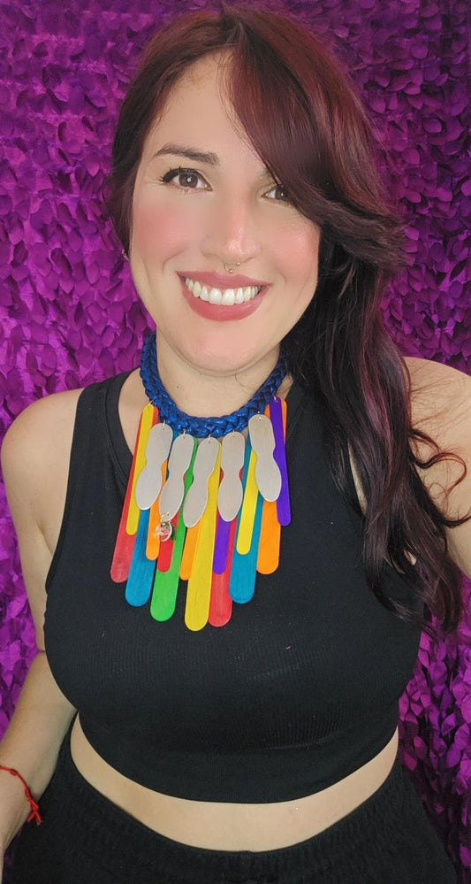 Popsicle Blue and silver Necklace