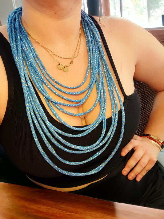 Blue texture Layers Necklace