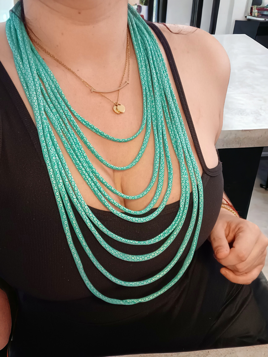Green Mint Metallic Layers Necklace