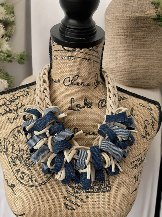 Jean and cream Necklace