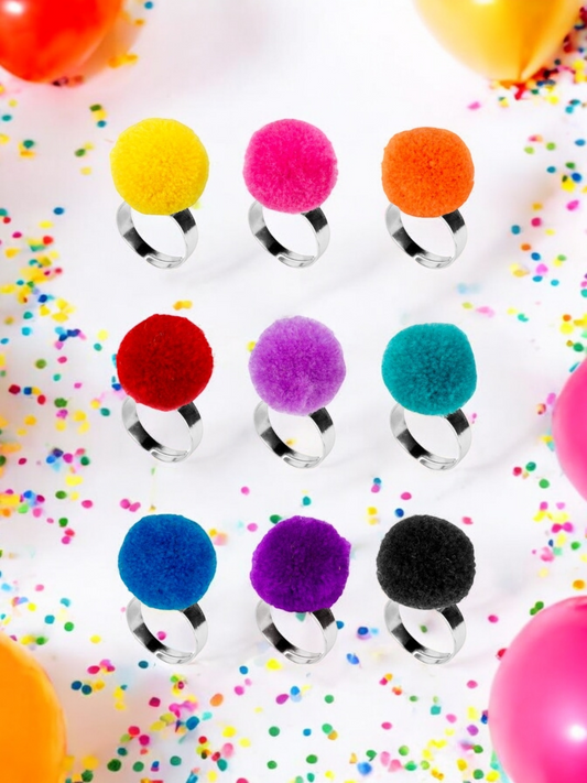 Solid color pompom rings