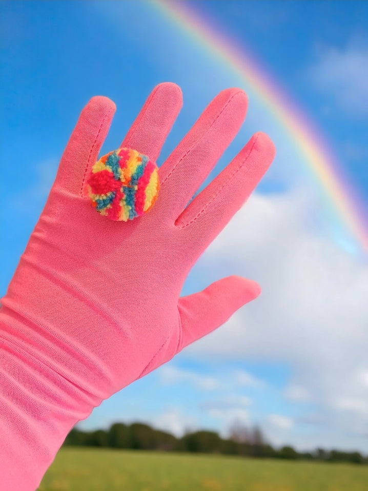 Rainbow Pompom Ring