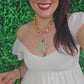 Bi Color flower Chain Necklace