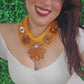 Metallic orange and Brown Flowers Necklace