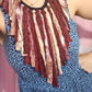 Tie Dye Wine and Pink Fringes Necklace