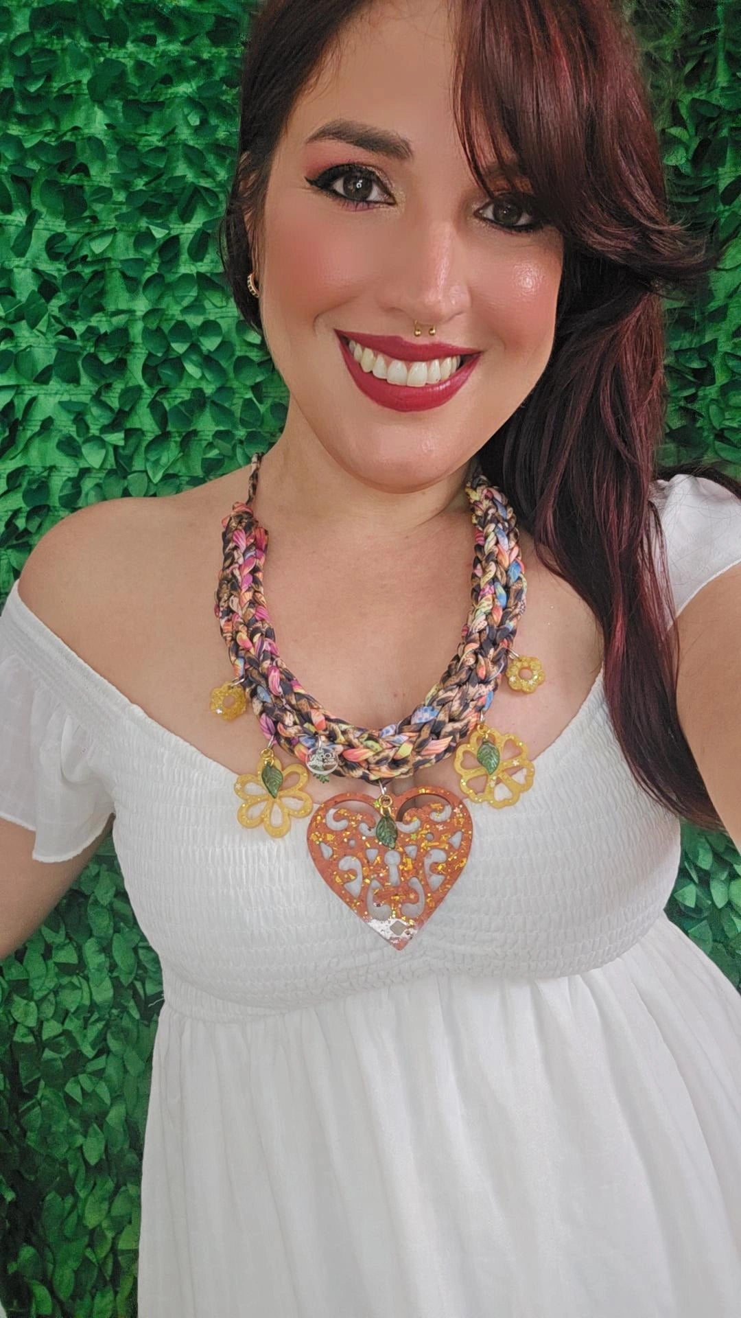 Brown Heart Animal Print Necklace