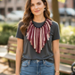 Tie Dye Wine and Pink Fringes Necklace