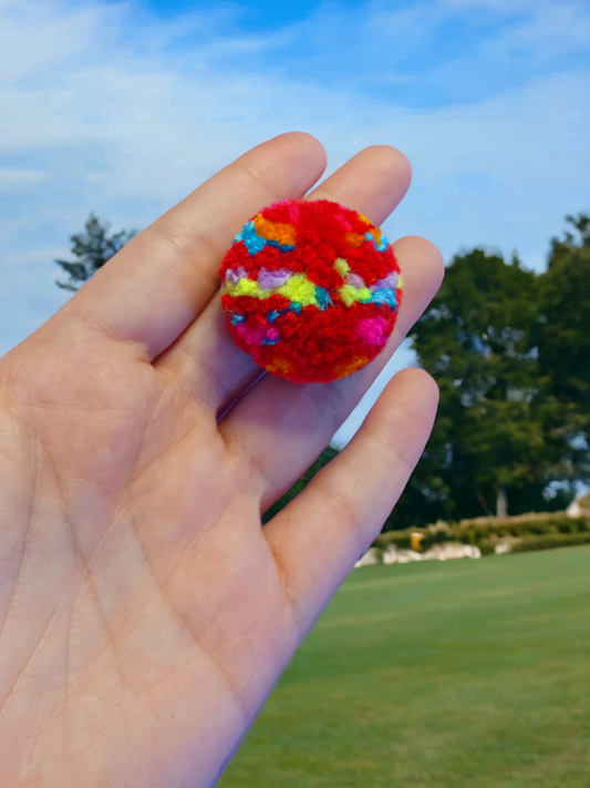 Red and colors Pompom Ring