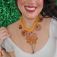 Metallic orange and Brown Flowers Necklace