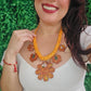 Metallic orange and Brown Flowers Necklace