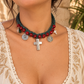 Fall Medals Green Choker Necklace