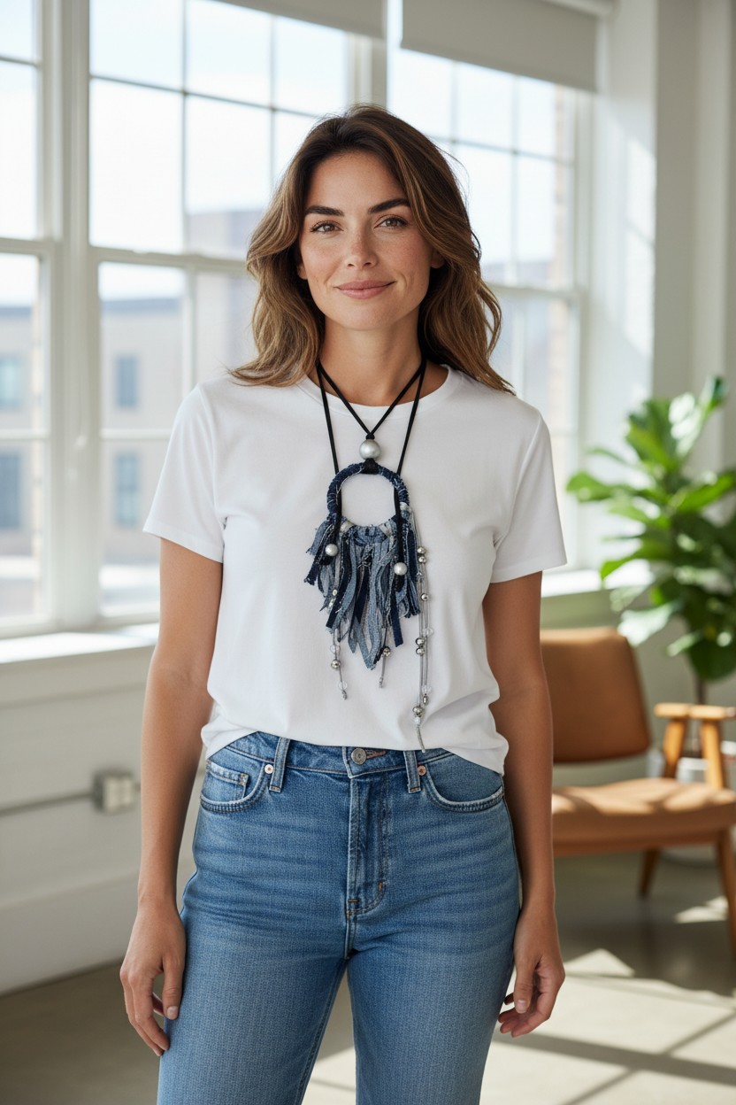 Círculo Eterno Denim Necklace
