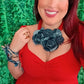 Denim and red flowers Necklace