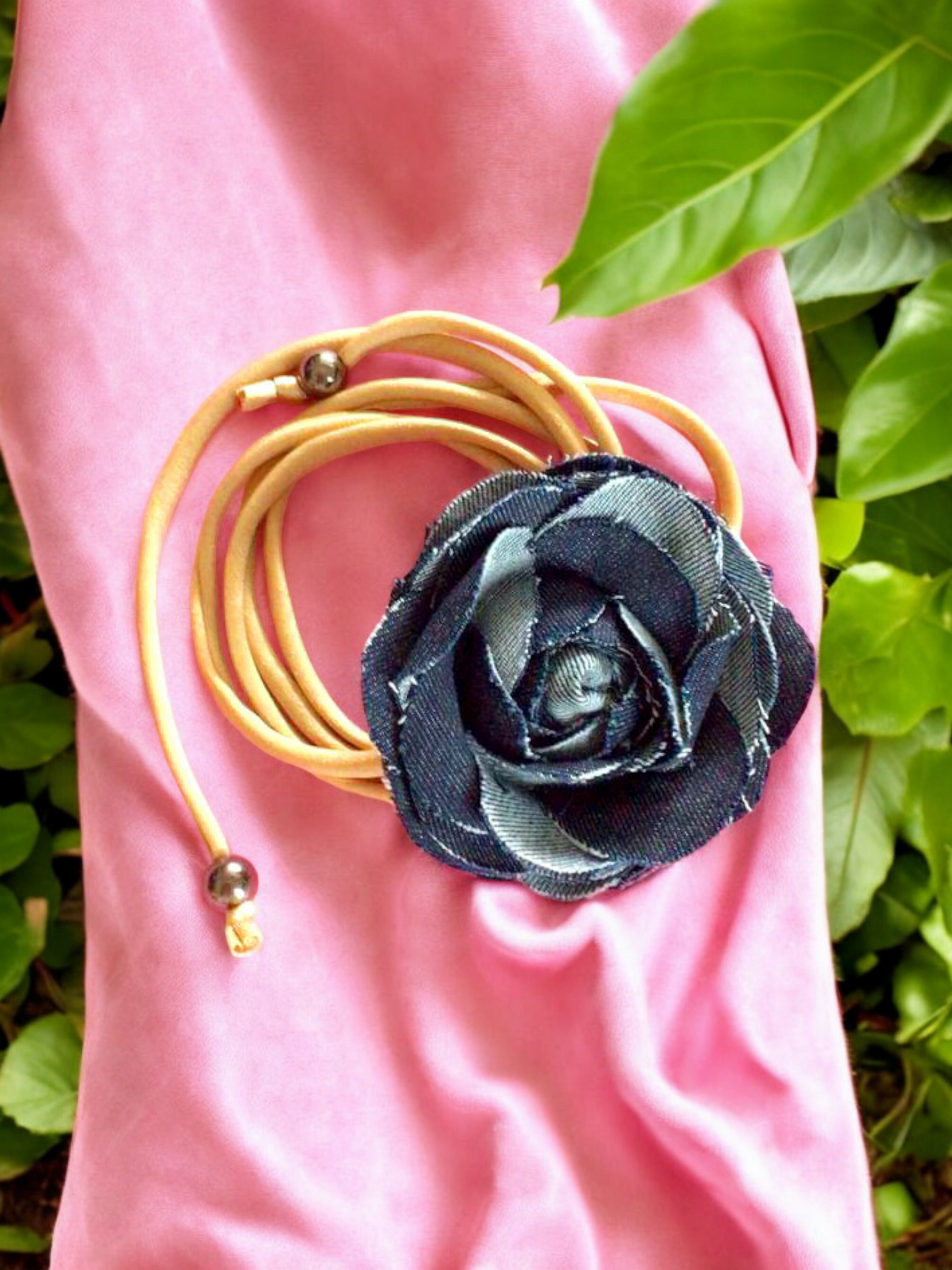 Denim flower Choker Necklace