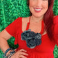 Denim and red flowers Necklace