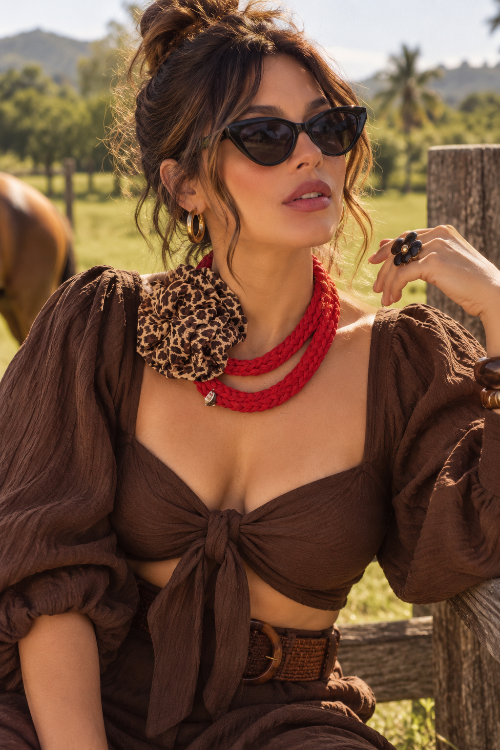 Animal print and red Necklace