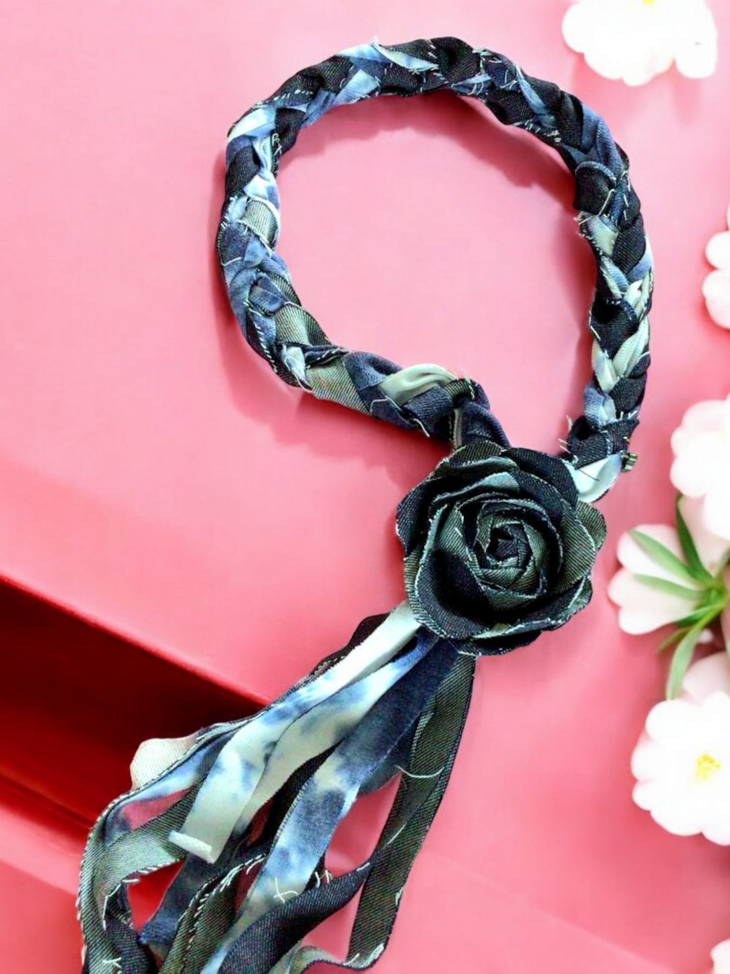 Denim flower Necklace