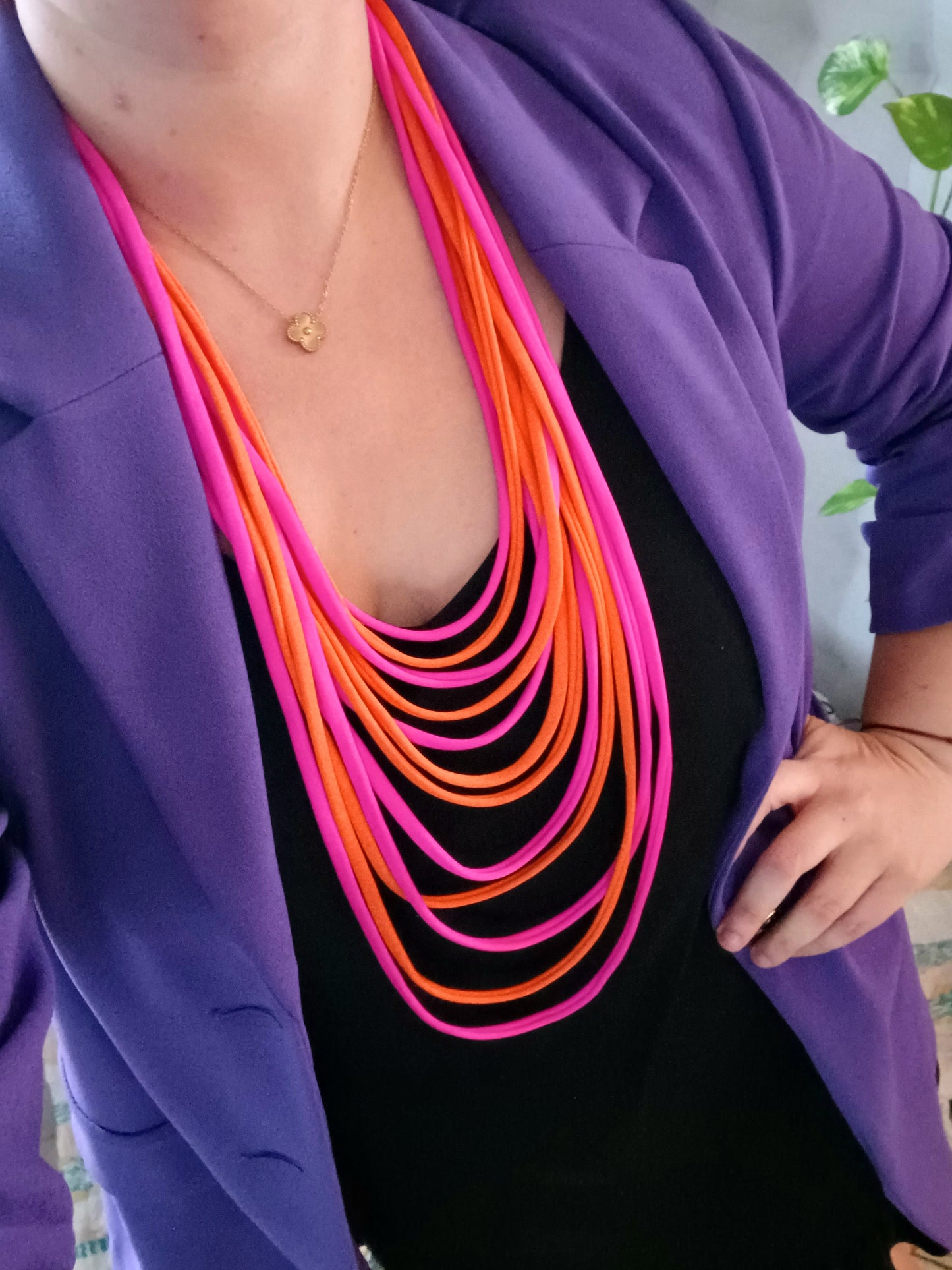 Pinky Orange layers Necklace