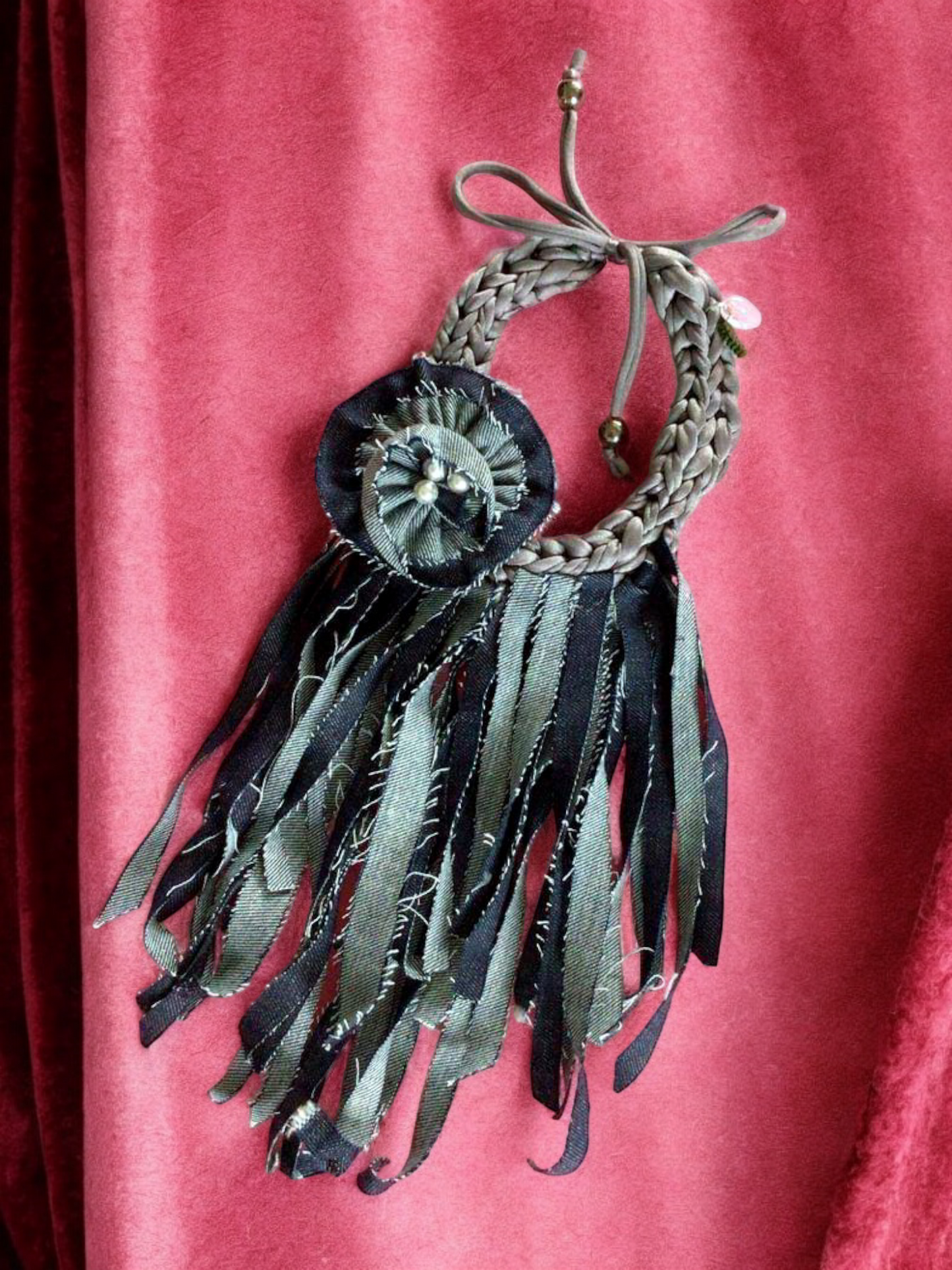 Denim and fringes Necklace