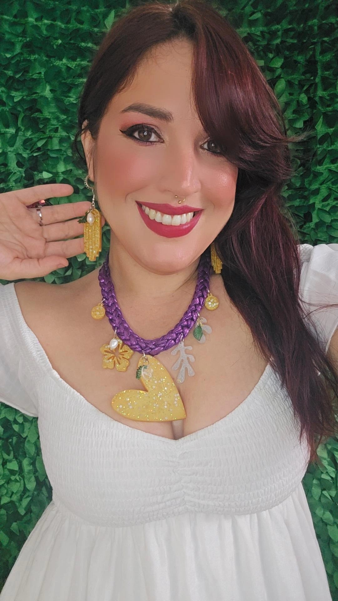 Corazon Dorado y Violeta Necklace