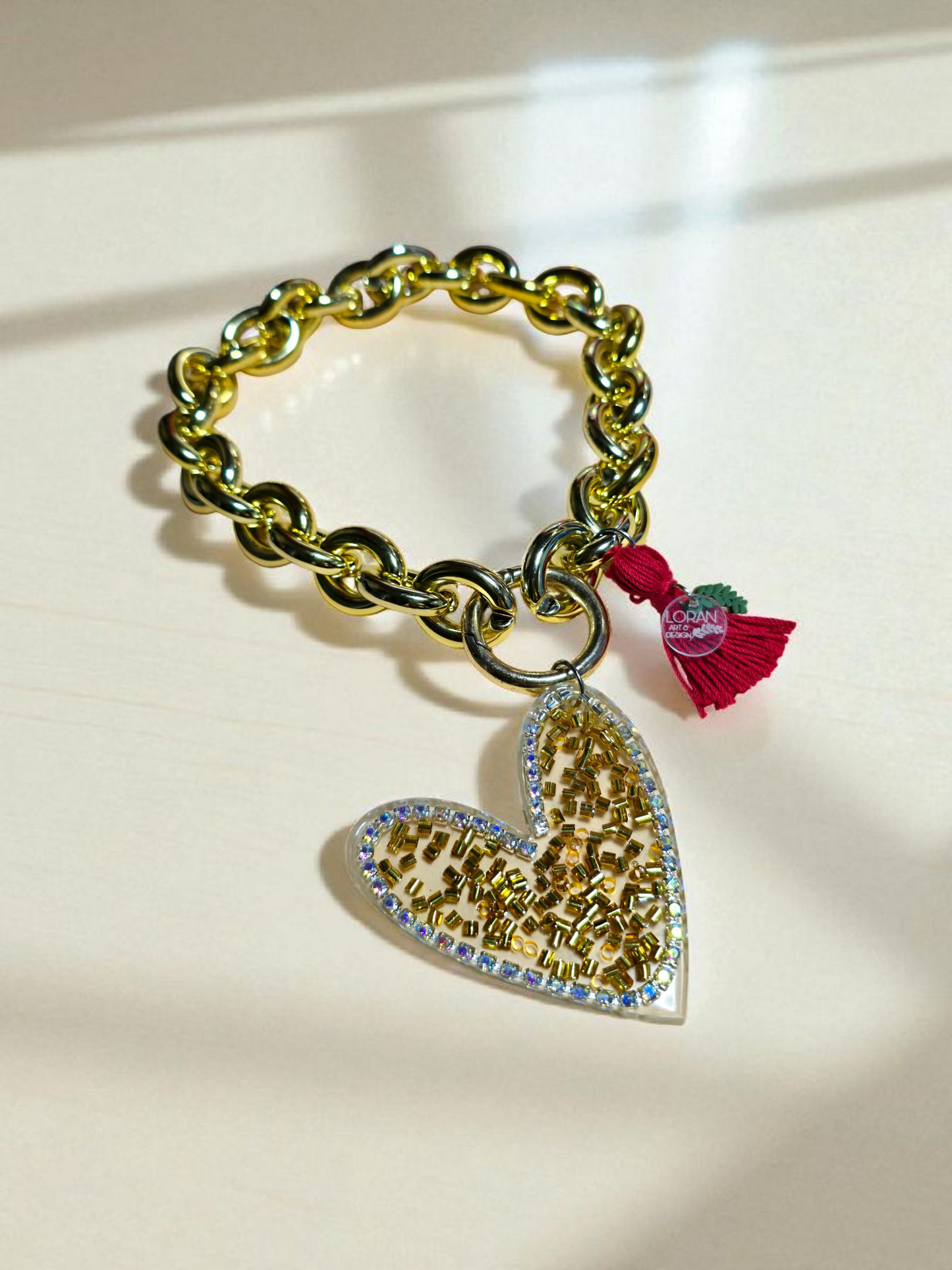 Golden Heart rhinestones Necklace