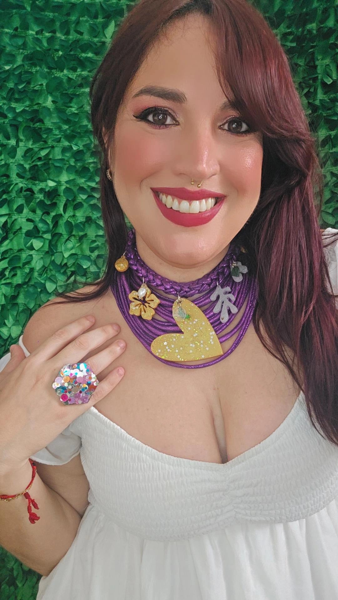 Corazon Dorado y Violeta Necklace