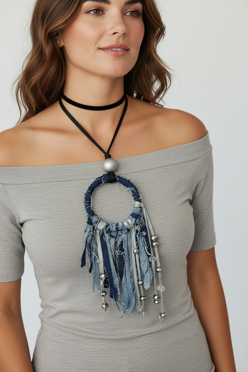 Círculo Eterno Denim Necklace