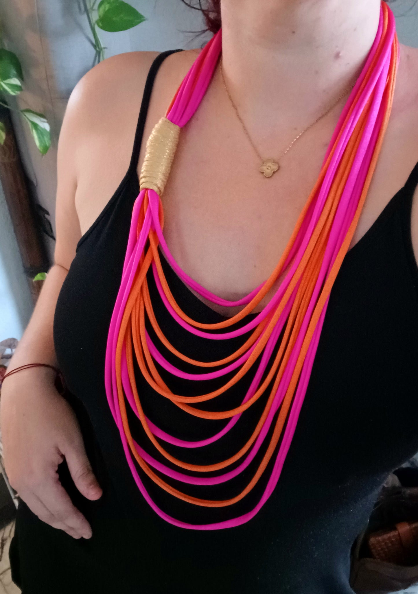 Pinky Orange layers Necklace