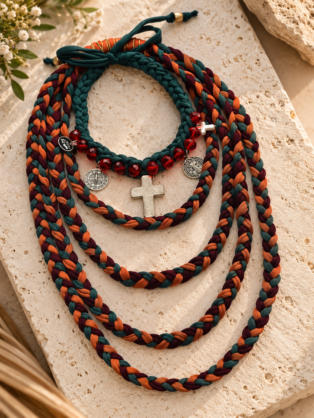 Fall Medals Green Choker Necklace