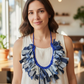Denim and Tie Dye Fringes Necklace