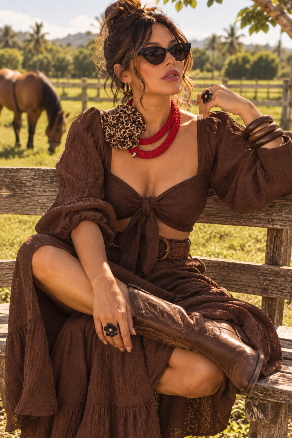 Animal print and red Necklace