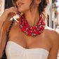 Red black and white Necklace