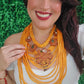 Metallic orange and Brown Flowers Necklace